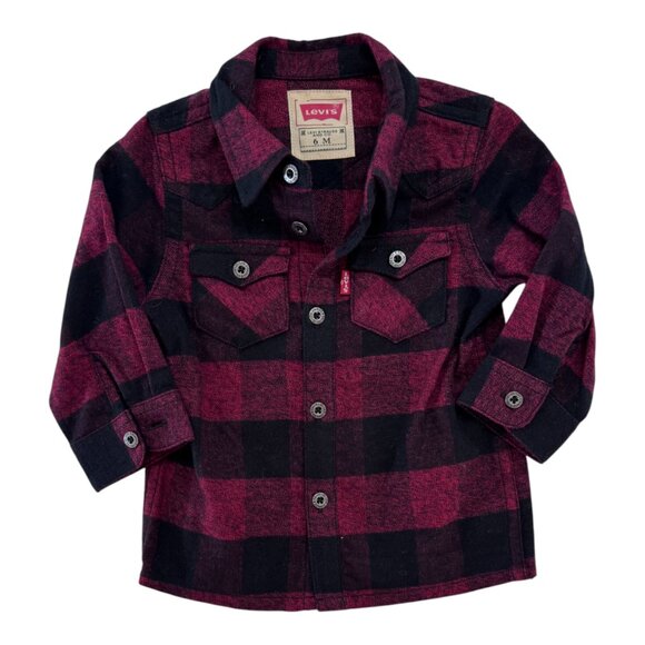 LEVI'S -  PLAID SHIRT - RE/BLACK - 100% COTTON - NWT - Picture 2 of 5